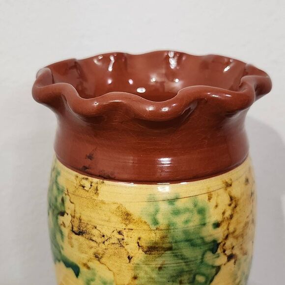 Jeff White Redware Vintage Pottery Vase Redware Pottery 1986 Vintage Redware - Picture 2 of 9